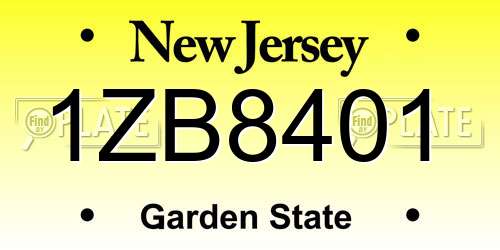 1ZB8401 New Jersey License Plate