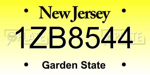 1ZB8544 New Jersey License Plate