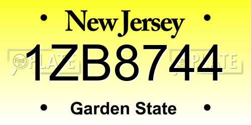 1ZB8744 New Jersey License Plate