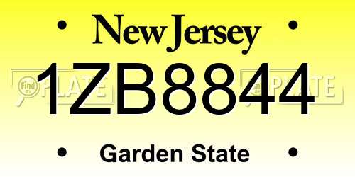 1ZB8844 New Jersey License Plate