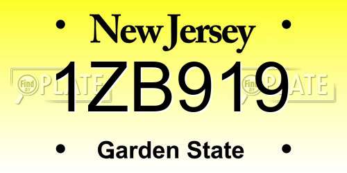 1ZB919 New Jersey License Plate