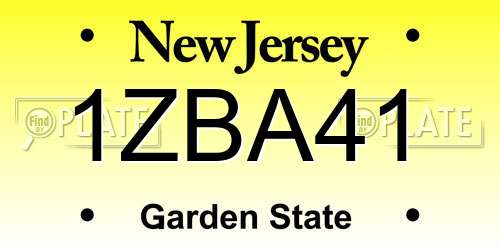 1ZBA41 New Jersey License Plate
