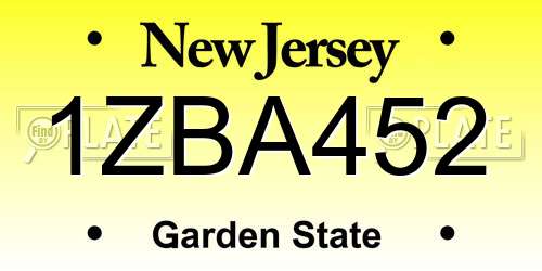 1ZBA452 New Jersey License Plate