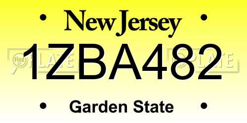 1ZBA482 New Jersey License Plate
