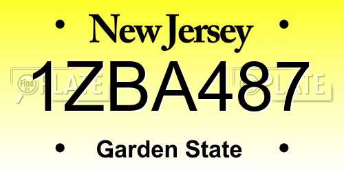 1ZBA487 New Jersey License Plate
