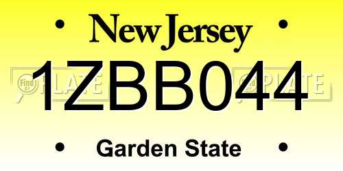 1ZBB044 New Jersey License Plate
