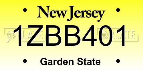 1ZBB401 New Jersey License Plate