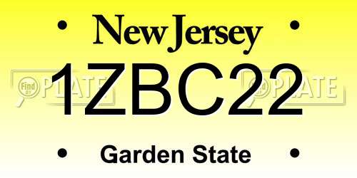 1ZBC22 New Jersey License Plate