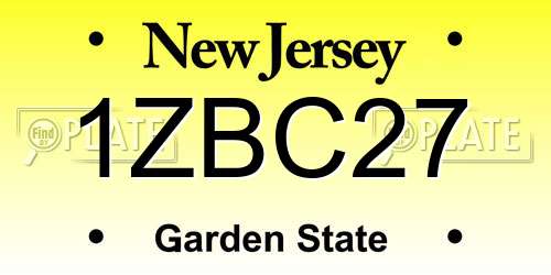 1ZBC27 New Jersey License Plate