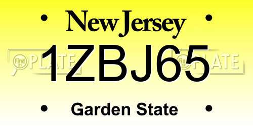 1ZBJ65 New Jersey License Plate