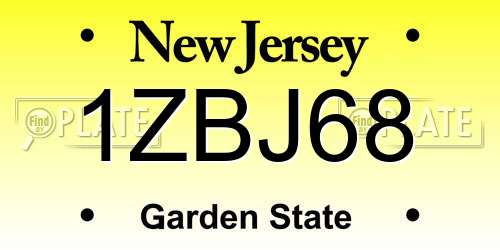 1ZBJ68 New Jersey License Plate