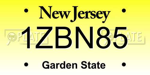 1ZBN85 New Jersey License Plate
