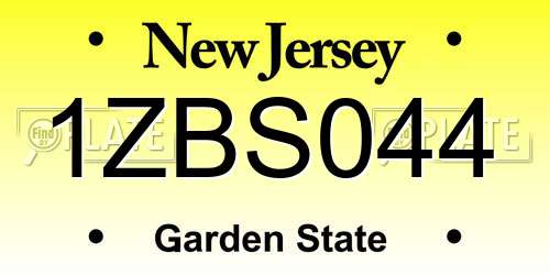 1ZBS044 New Jersey License Plate