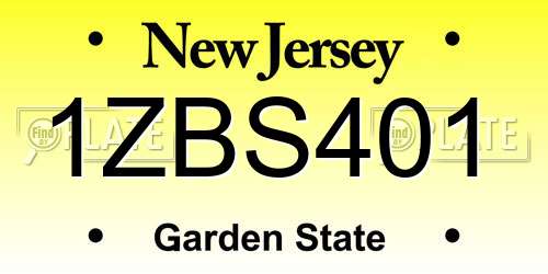 1ZBS401 New Jersey License Plate
