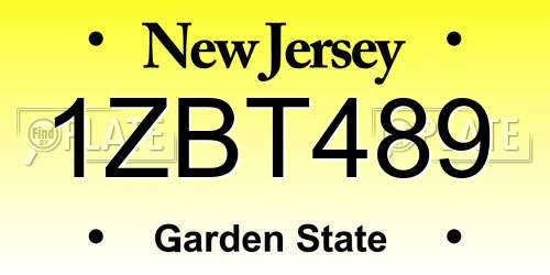 1ZBT489 New Jersey License Plate