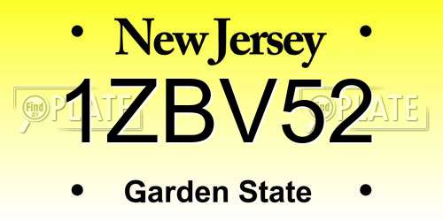 1ZBV52 New Jersey License Plate