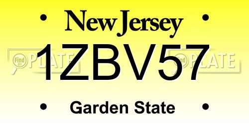 1ZBV57 New Jersey License Plate