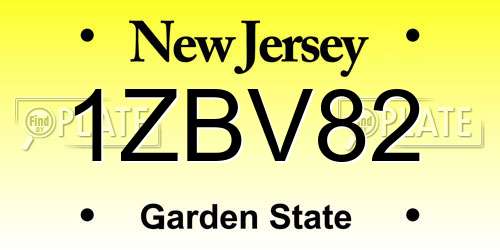 1ZBV82 New Jersey License Plate