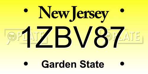 1ZBV87 New Jersey License Plate