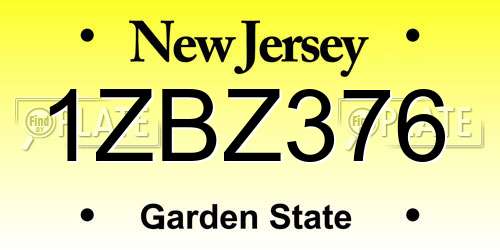 1ZBZ376 New Jersey License Plate