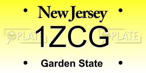 1ZCG New Jersey License Plate