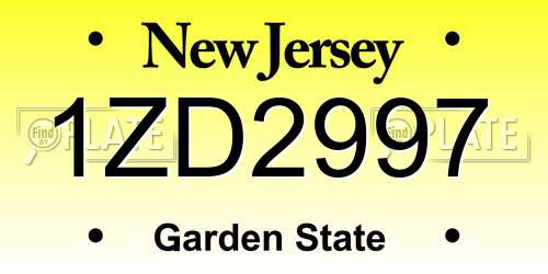 1ZD2997 New Jersey License Plate