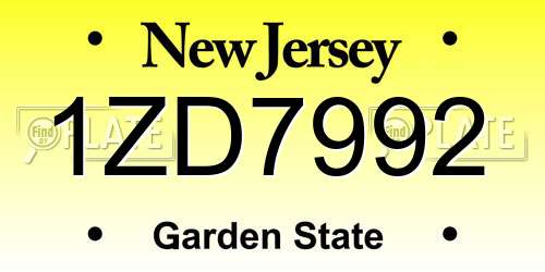 1ZD7992 New Jersey License Plate