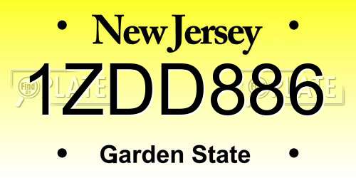 1ZDD886 New Jersey License Plate
