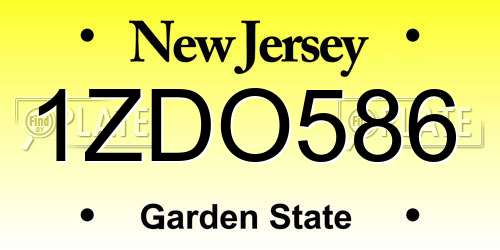 1ZDO586 New Jersey License Plate