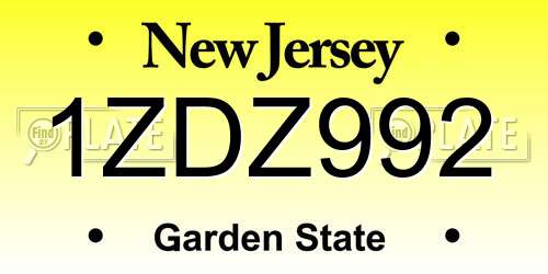 1ZDZ992 New Jersey License Plate