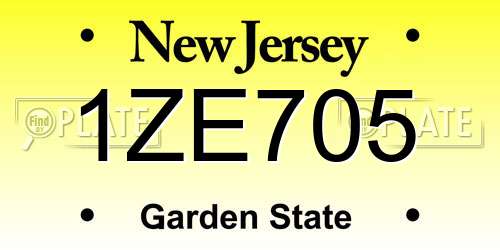 1ZE705 New Jersey License Plate