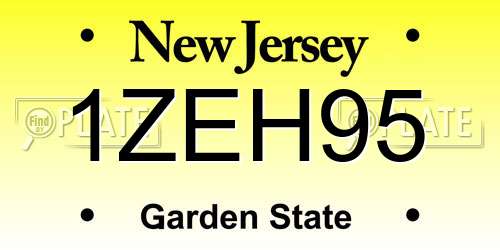 1ZEH95 New Jersey License Plate
