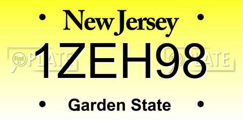 1ZEH98 New Jersey License Plate
