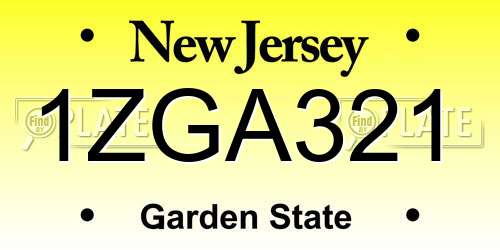 1ZGA321 New Jersey License Plate
