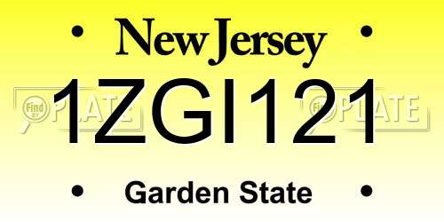 1ZGI121 New Jersey License Plate