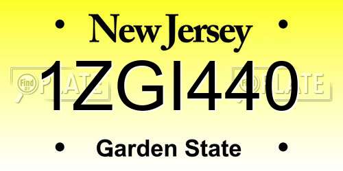 1ZGI440 New Jersey License Plate