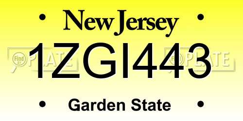 1ZGI443 New Jersey License Plate
