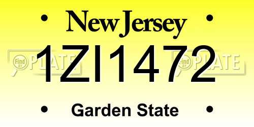 1ZI1472 New Jersey License Plate