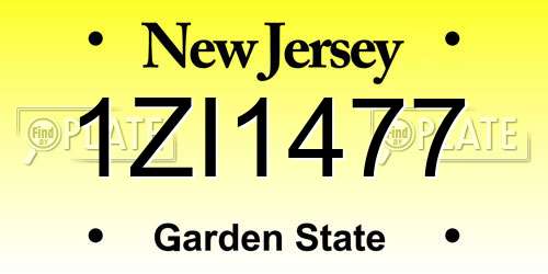 1ZI1477 New Jersey License Plate