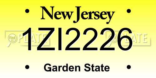 1ZI2226 New Jersey License Plate