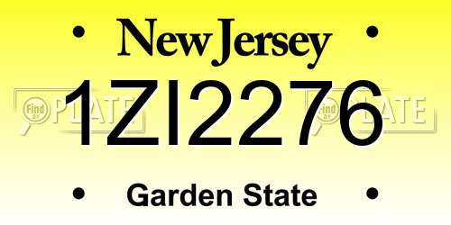 1ZI2276 New Jersey License Plate
