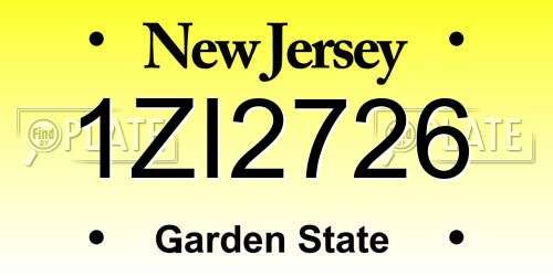 1ZI2726 New Jersey License Plate