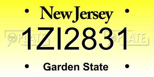 1ZI2831 New Jersey License Plate
