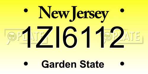 1ZI6112 New Jersey License Plate