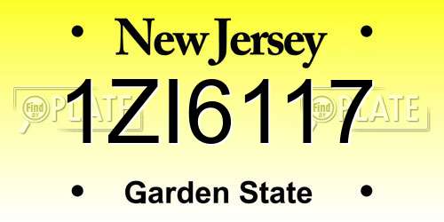 1ZI6117 New Jersey License Plate