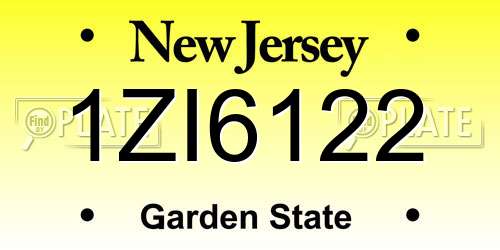 1ZI6122 New Jersey License Plate