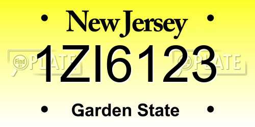 1ZI6123 New Jersey License Plate