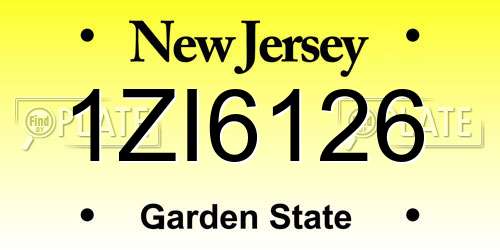 1ZI6126 New Jersey License Plate