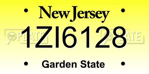 1ZI6128 New Jersey License Plate