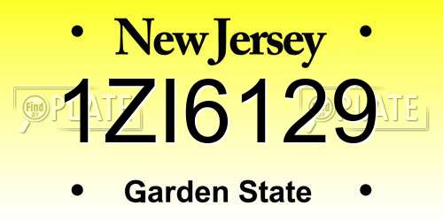 1ZI6129 New Jersey License Plate